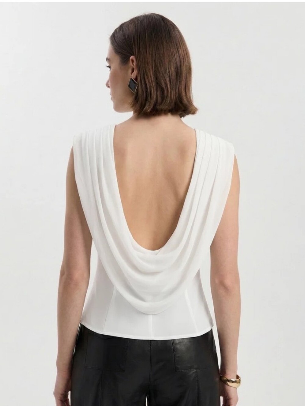 Draped Cowl-Back Sleeveless Top